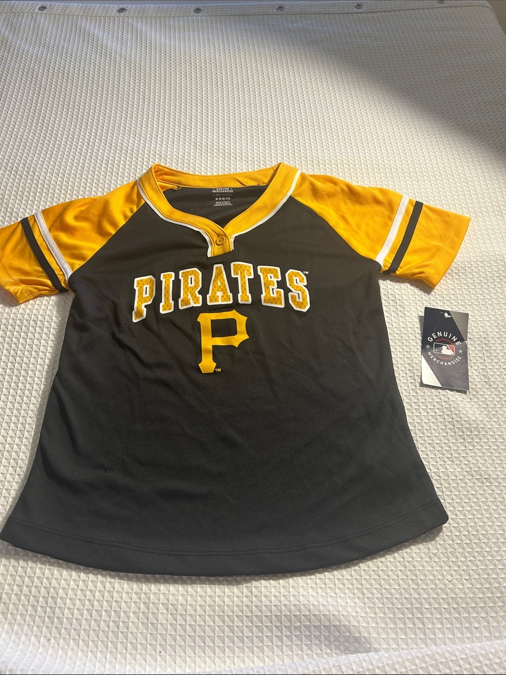 Girls 7/8 Black & Gold Pirates Baseball Tee